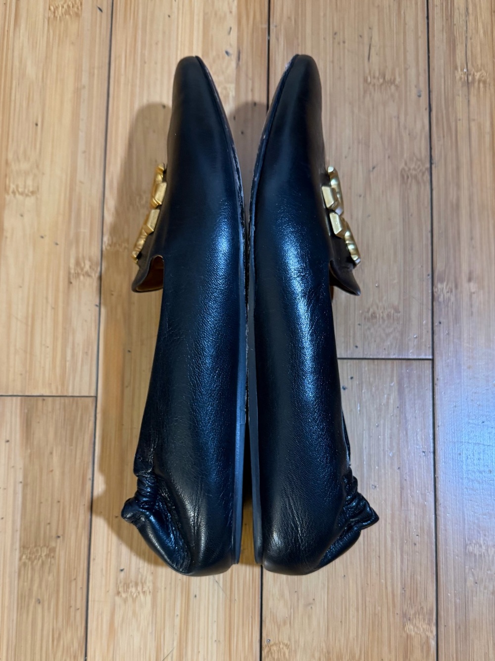Tory Burch Eleanor Smoking Flat Loafer Black Size 9 - Picture 10 of 14